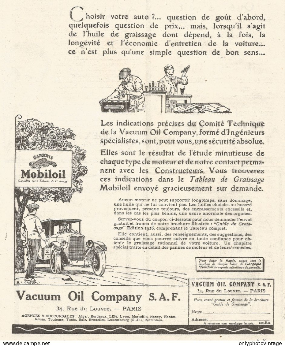 Gargoyle MOBILOIL - Illustrazione - Pubblicitï¿½ Del 1926 - Old Advertising - Advertising