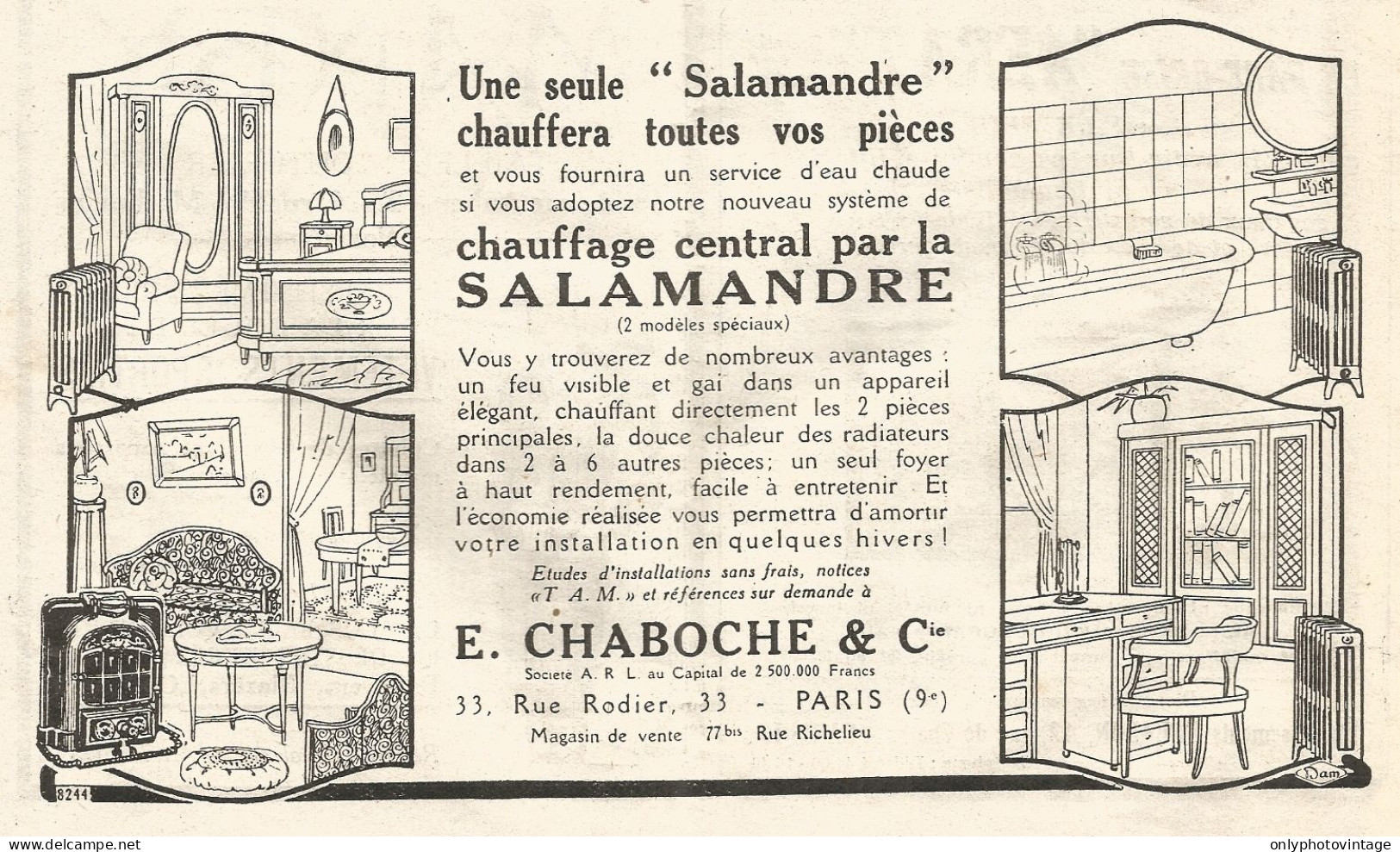 Riscaldamento Centralizzato SALAMANDRE - Pubblicitï¿½ Del 1926 - Old Advert - Advertising
