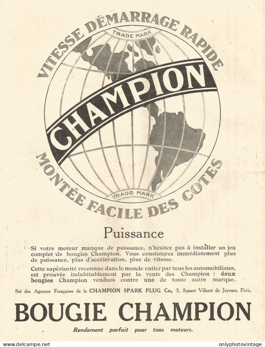 Candele CHAMPION - Pubblicitï¿½ Del 1926 - Old Advertising - Advertising