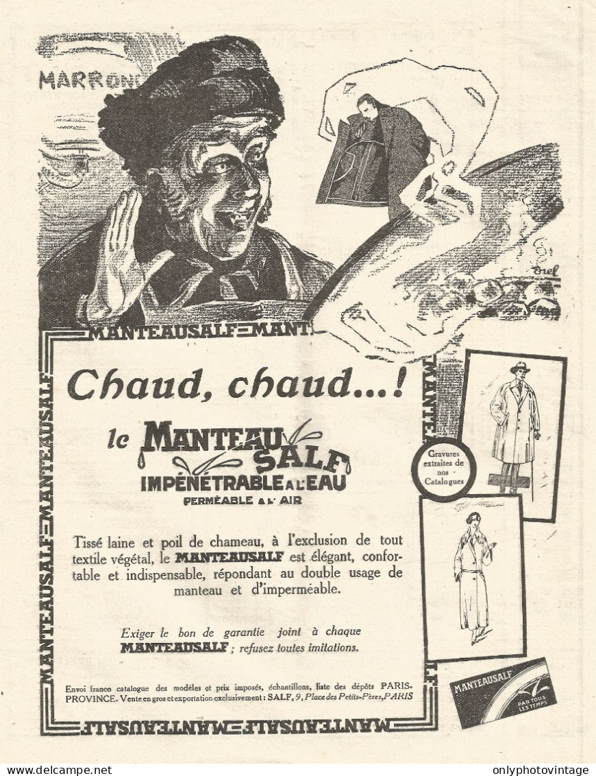 Impermeabili SALF - Pubblicitï¿½ Del 1926 - Old Advertising - Advertising