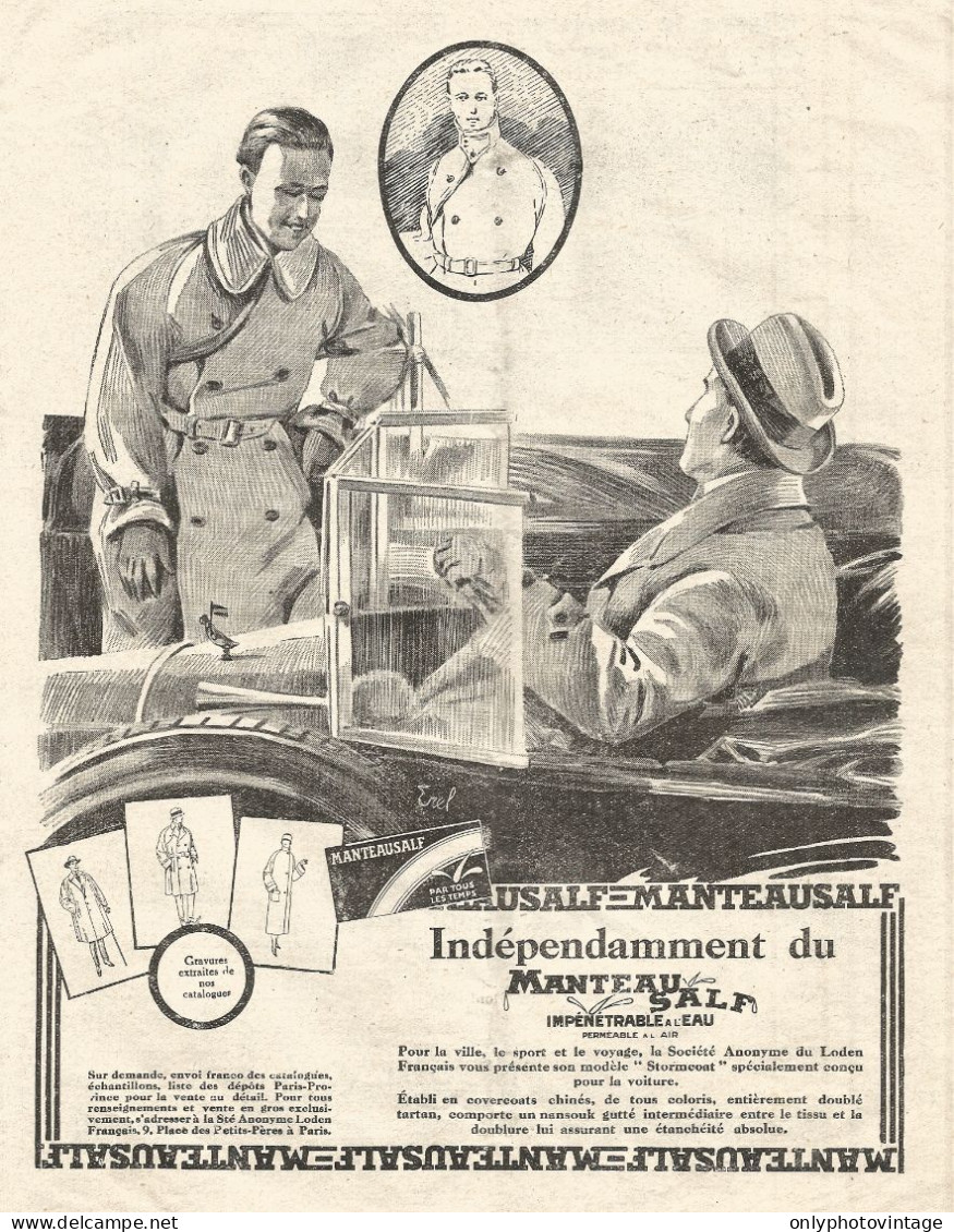 Impermeabili MANTEAUSALF - Paris - Pubblicitï¿½ Del 1925 - Old Advertising - Advertising