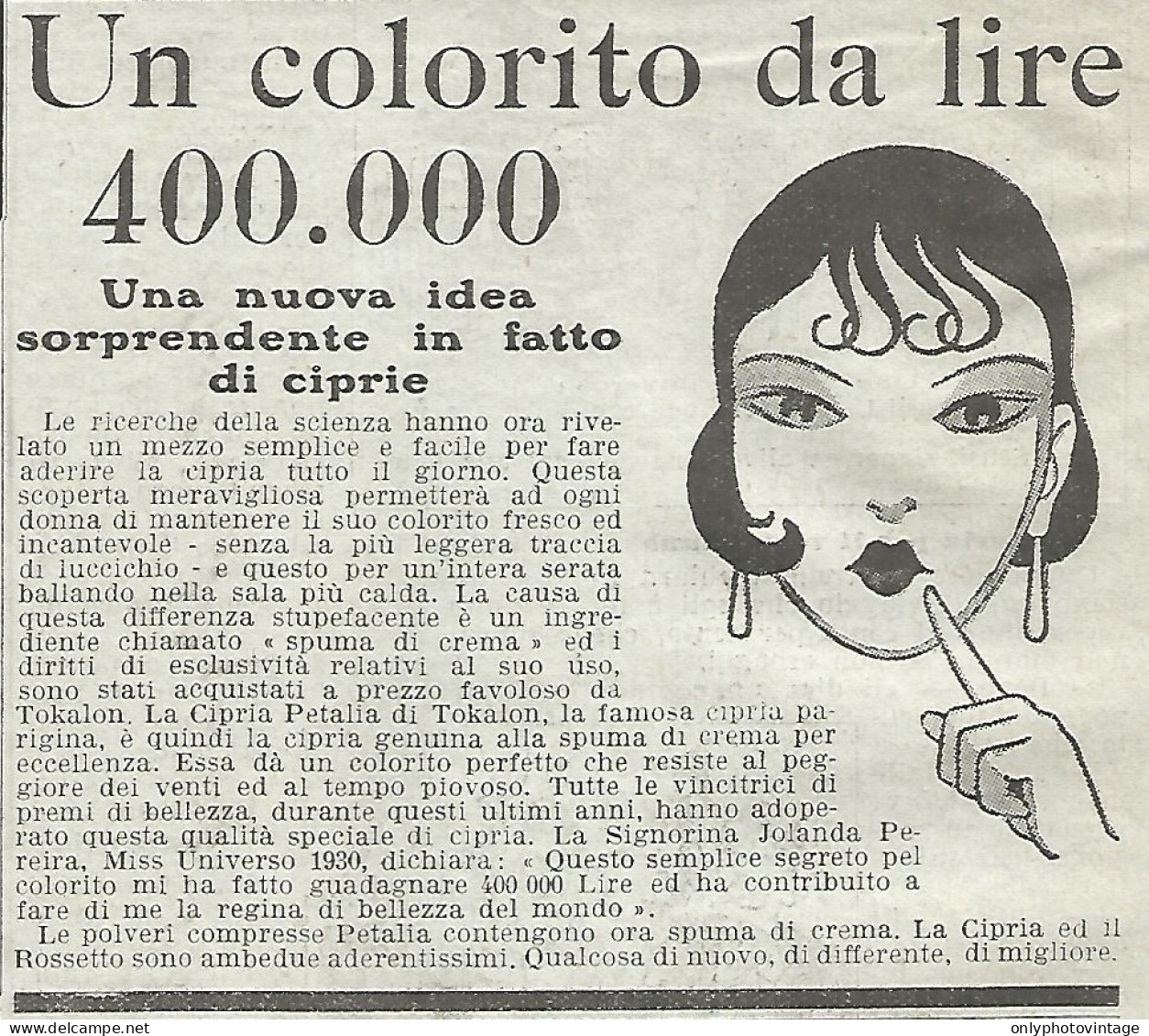 Cipria E Rossetto Petalia - Pubblicitï¿½ Del 1932 - Old Advertising - Advertising