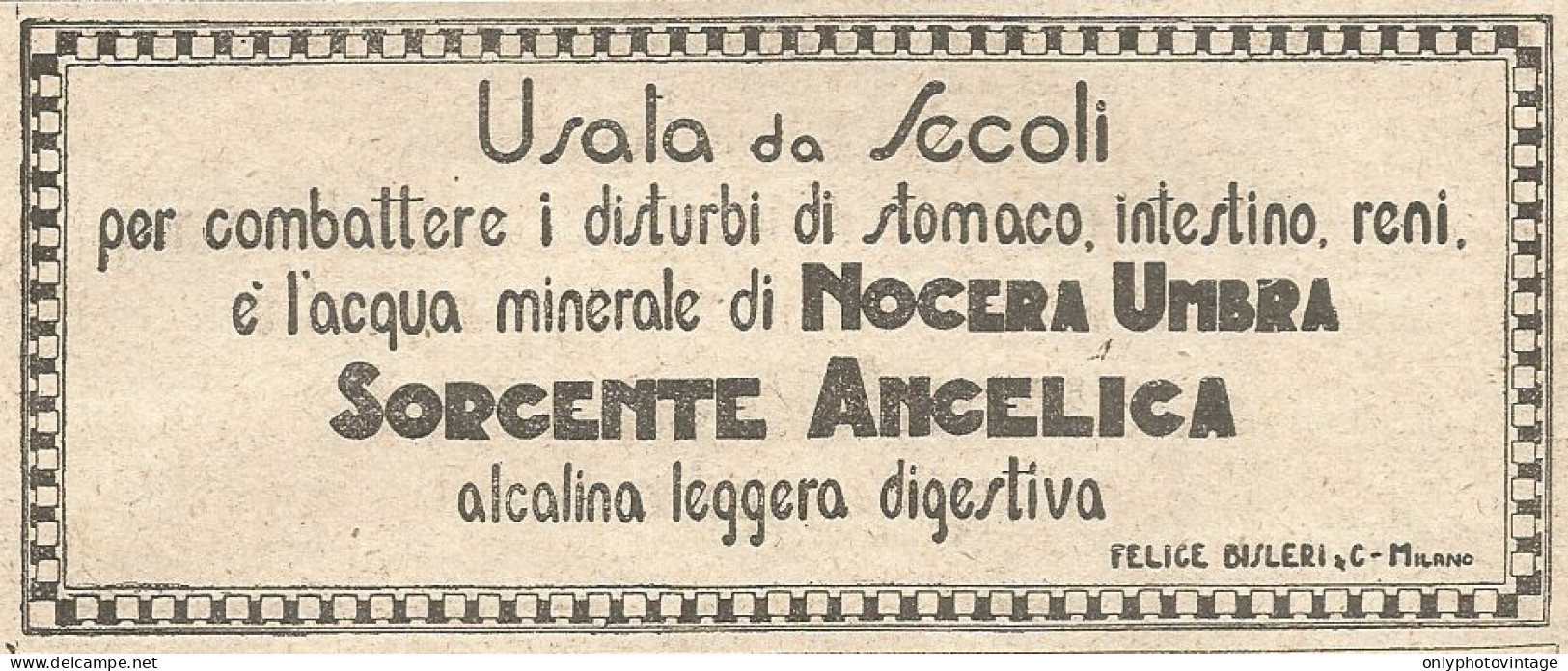 Acqua Nocera Umbra - Sorgente Angelica - Pubblicitï¿½ Del 1932 - Old Advert - Publicités