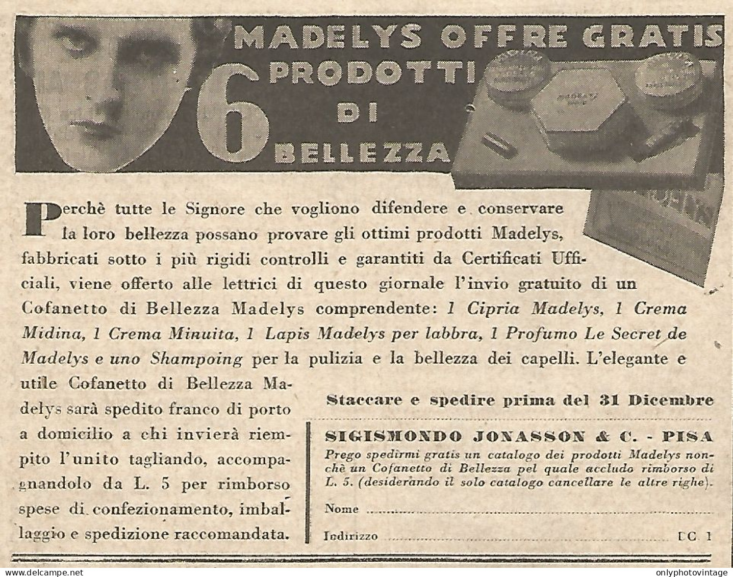 Cofanetto Di Bellezza MADELYS - Pubblicitï¿½ Del 1932 - Old Advertising - Advertising