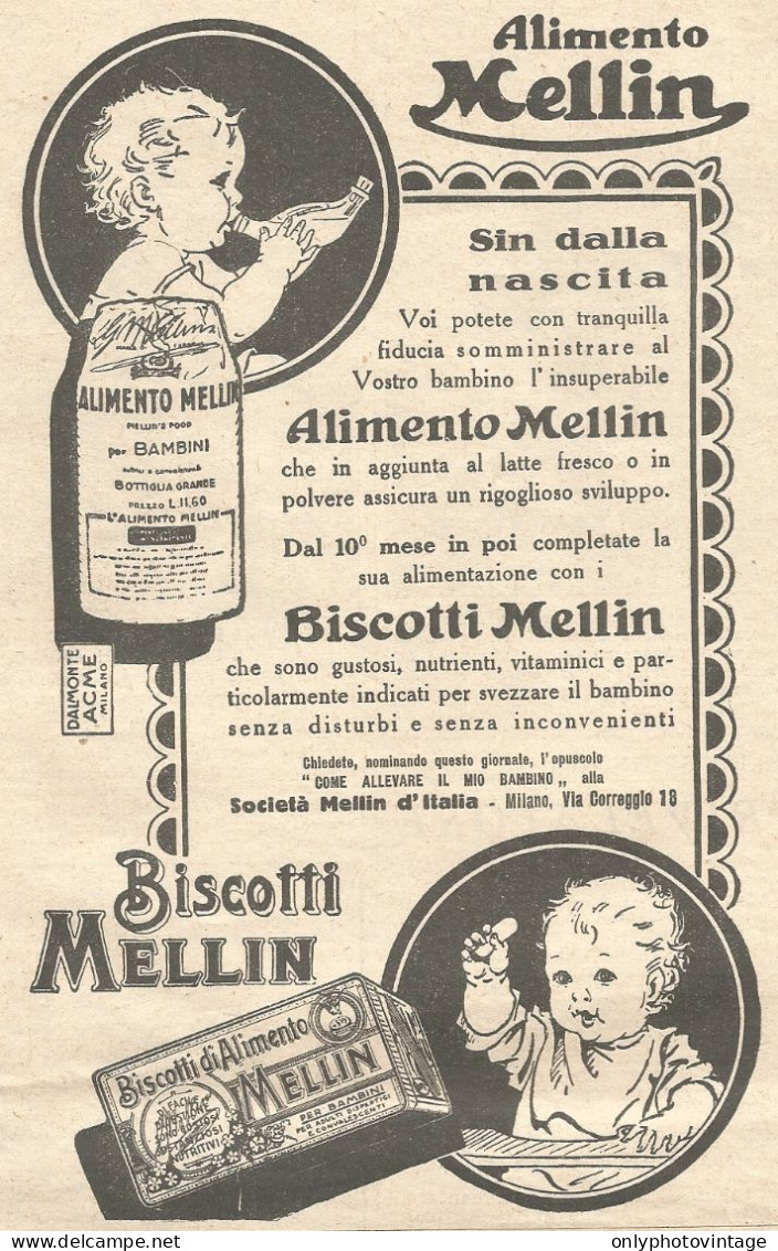 Biscotti Di Alimento MELLIN - Pubblicitï¿½ Del 1932 - Old Advertising - Advertising