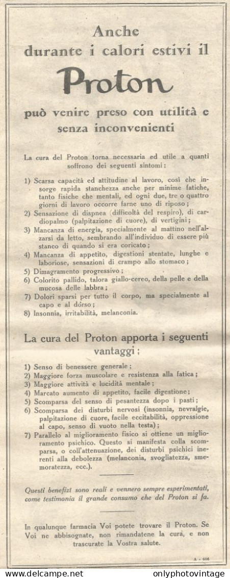 PROTON - Pubblicitï¿½ Del 1932 - Old Advertising - Publicités