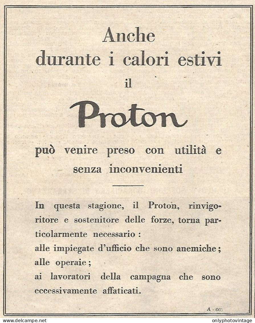 PROTON - Pubblicitï¿½ Del 1932 - Old Advertising - Publicités