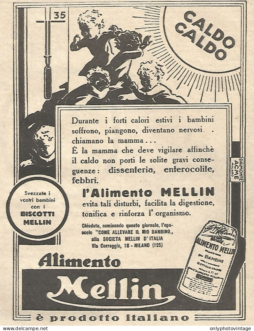 Alimento MELLIN - Caldo Caldo... - Pubblicitï¿½ Del 1932 - Old Advertising - Advertising