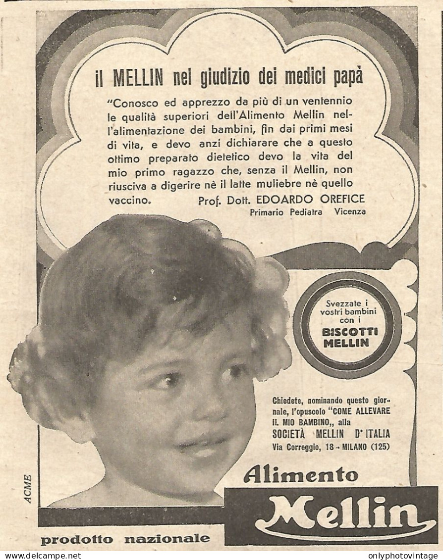Alimento MELLIN - Il Giudizio Dei Medici Papï¿½ - Pubblicitï¿½ Del 1932 - Ad - Publicités