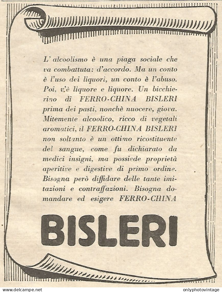 Ferro-China BISLERI - Pubblicitï¿½ Del 1932 - Old Advertising - Publicités