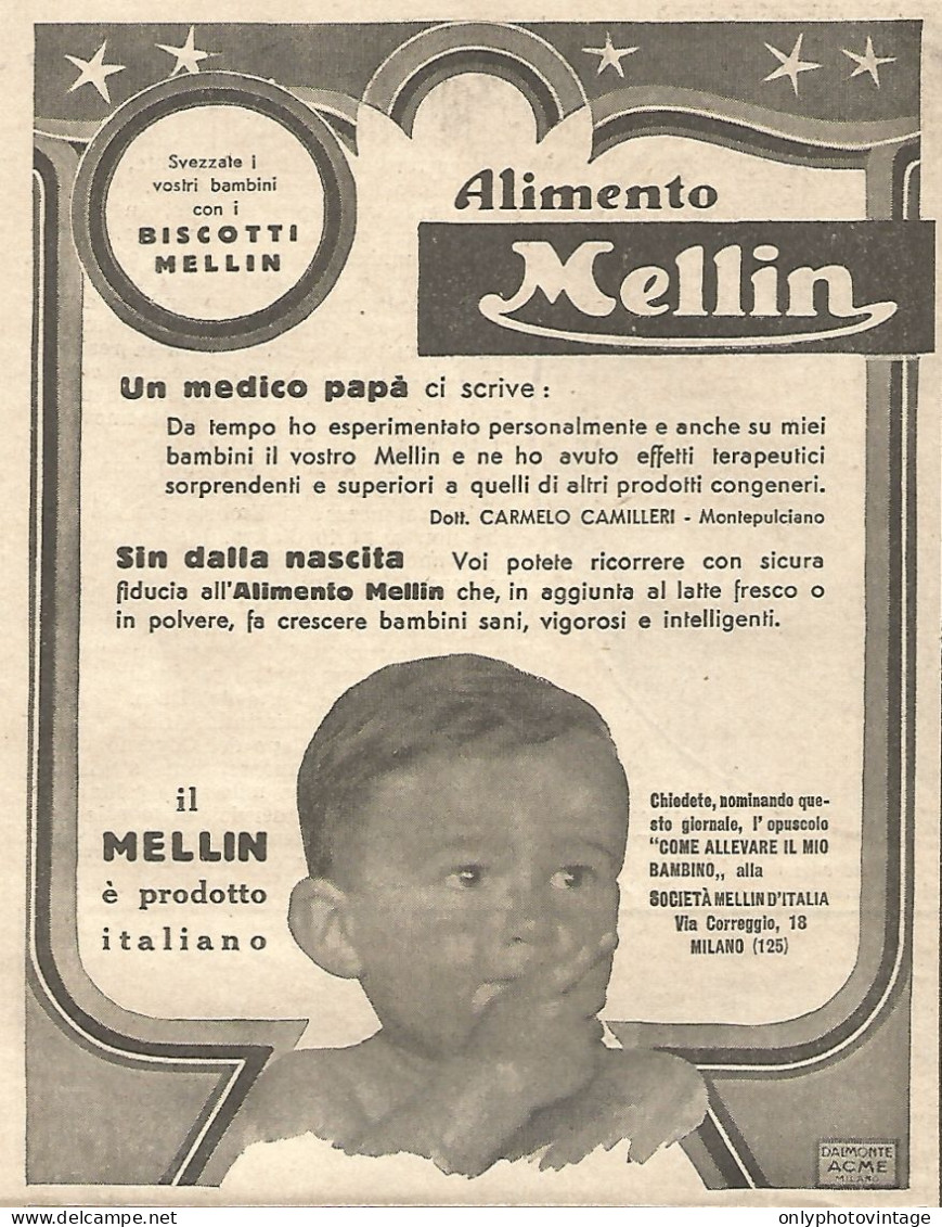 Il MELLIN ï¿½ Prodotto Italiano - Pubblicitï¿½ Del 1932 - Old Advertising - Advertising