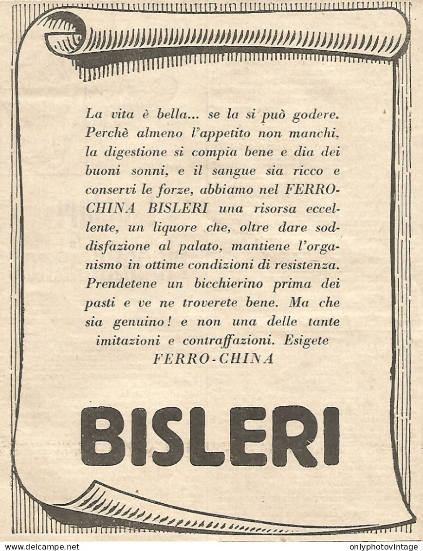 Ferro-China BISLERI - Pubblicitï¿½ Del 1932 - Old Advertising - Publicités
