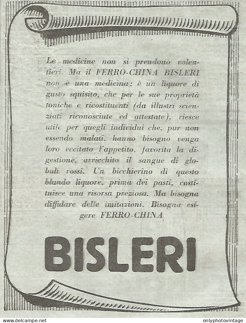 Ferro-China BISLERI - Pubblicitï¿½ Del 1932 - Old Advertising - Advertising