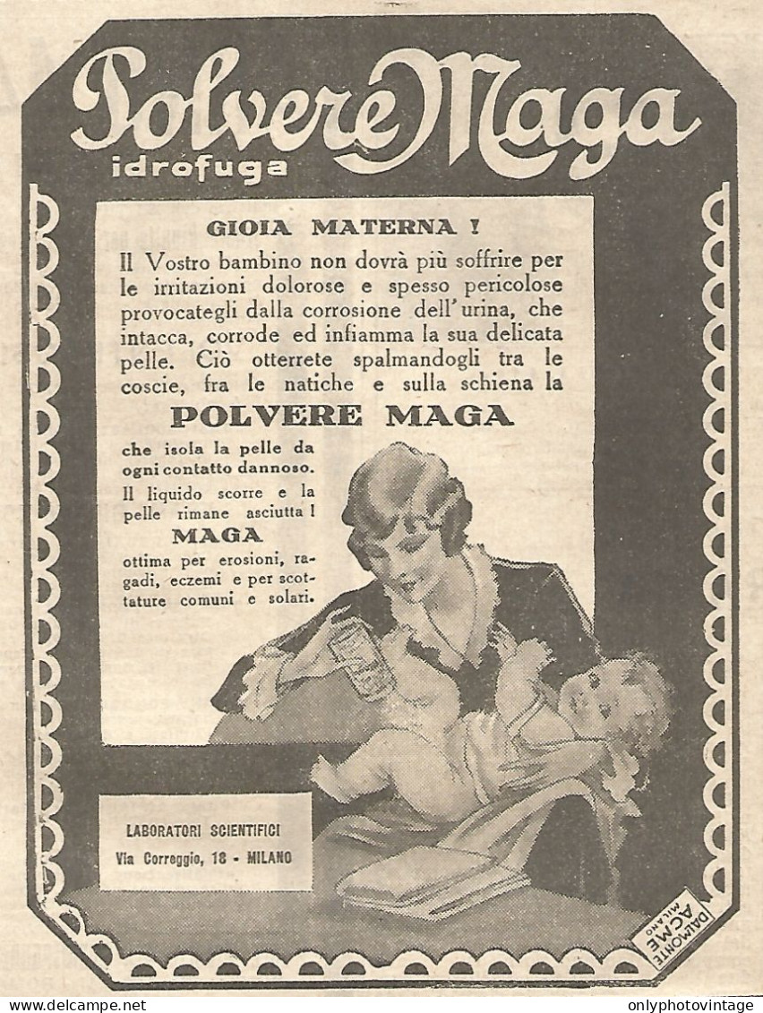 Polvere MAGA - Gioia Materna! - Pubblicitï¿½ Del 1932 - Old Advertising - Publicités