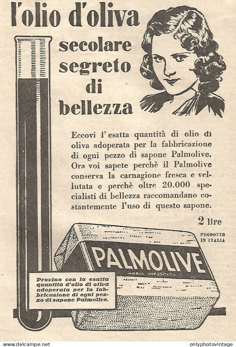 Sapone PALMOLIVE - L'Olio D'oliva Secolare... - Pubblicitï¿½ Del 1932 - Ad - Advertising