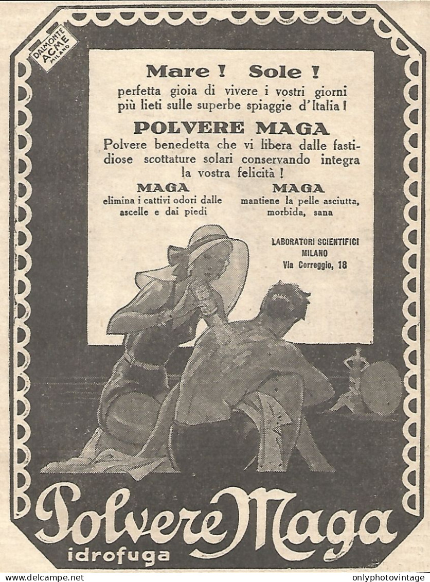 Polvere MAGA - Pubblicitï¿½ Del 1932 - Old Advertising - Publicités