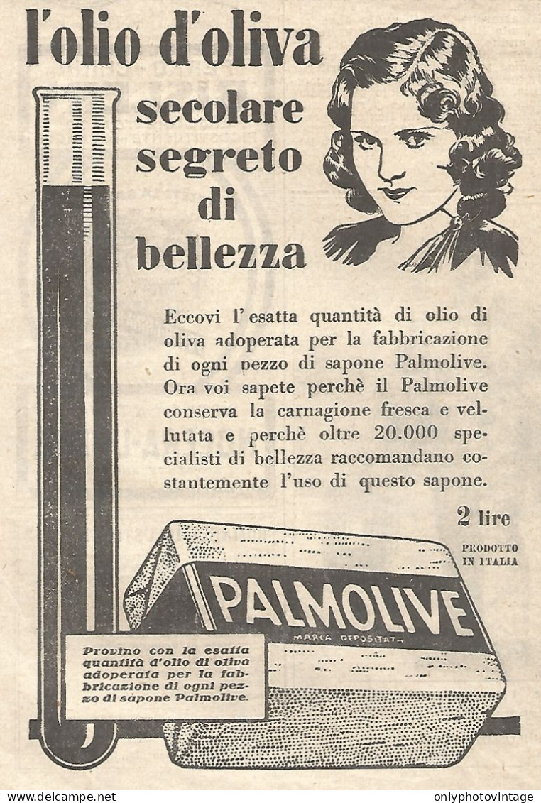 Sapone PALMOLIVE - L'Olio D'oliva Secolare... - Pubblicitï¿½ Del 1932 - Ad - Advertising