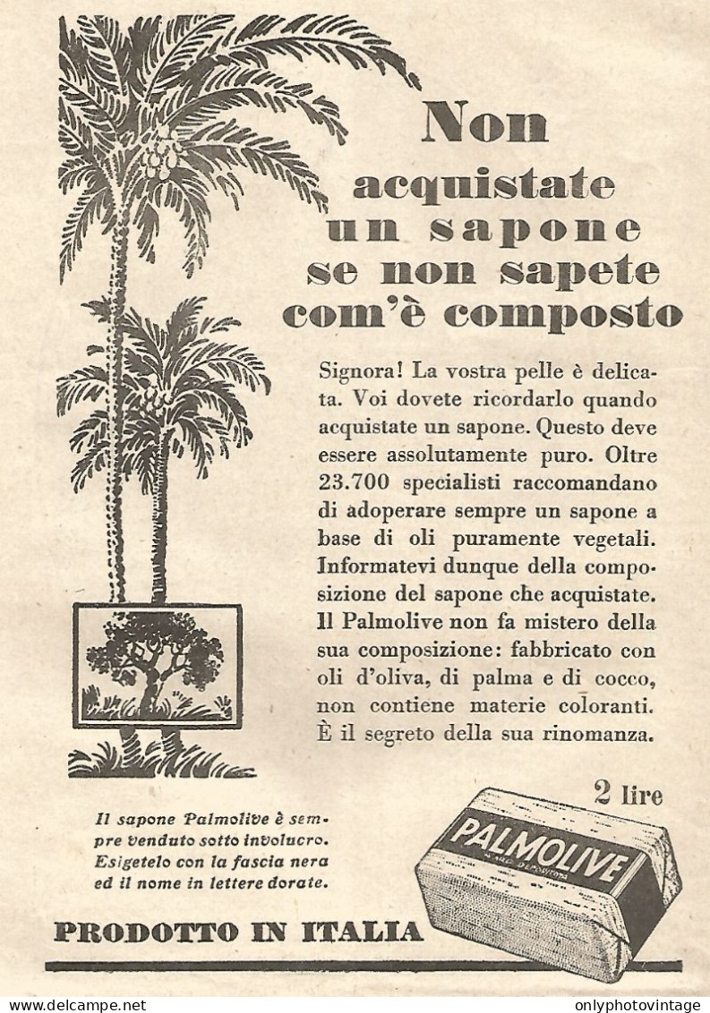 Sapone PALMOLIVE - Pubblicitï¿½ Del 1932 - Vintage Advertising - Advertising