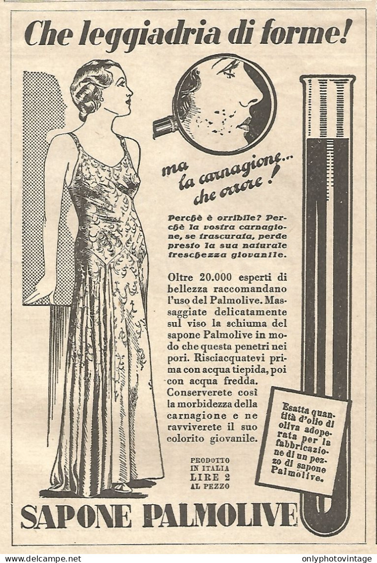 Sapone PALMOLIVE - Che Leggiadria Di Forme.. - Pubblicitï¿½ Del 1932 - Ad - Publicités