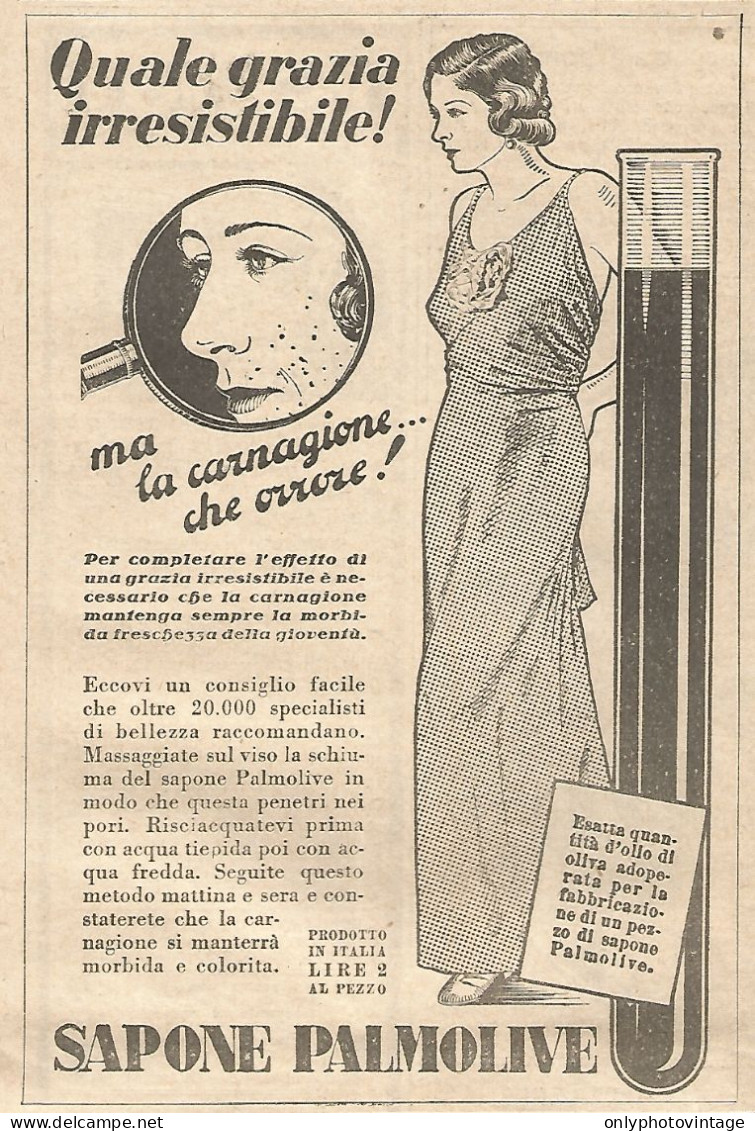 Sapone PALMOLIVE - Quale Grazia Irresistibile.. - Pubblicitï¿½ Del 1932 - Ad - Publicités