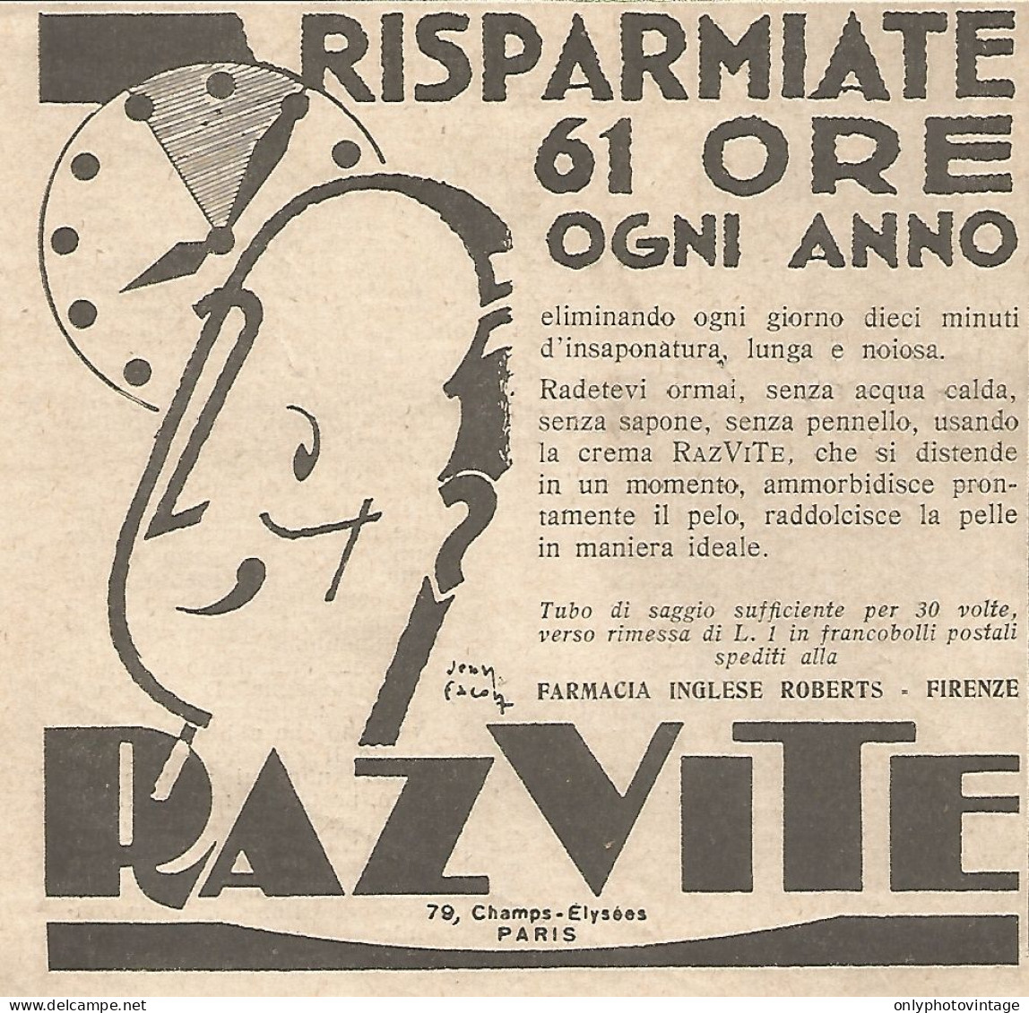 RAZVITE - Risparmiate 61 Ore Ogni Anno - Pubblicitï¿½ Del 1932 - Vintage Ad - Publicités