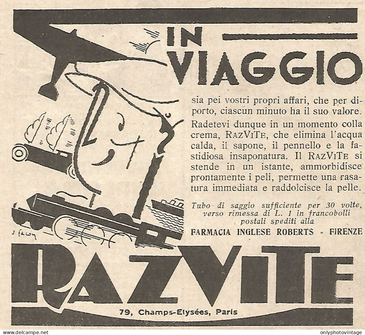RAZVITE - In Viaggio... - Pubblicitï¿½ Del 1932 - Vintage Advertising - Publicités