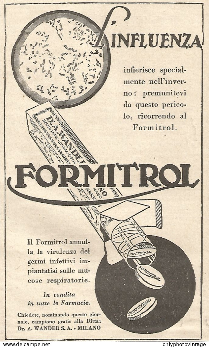 FORMITROL - L'influenza... - Pubblicitï¿½ Del 1932 - Vintage Advertising - Publicités