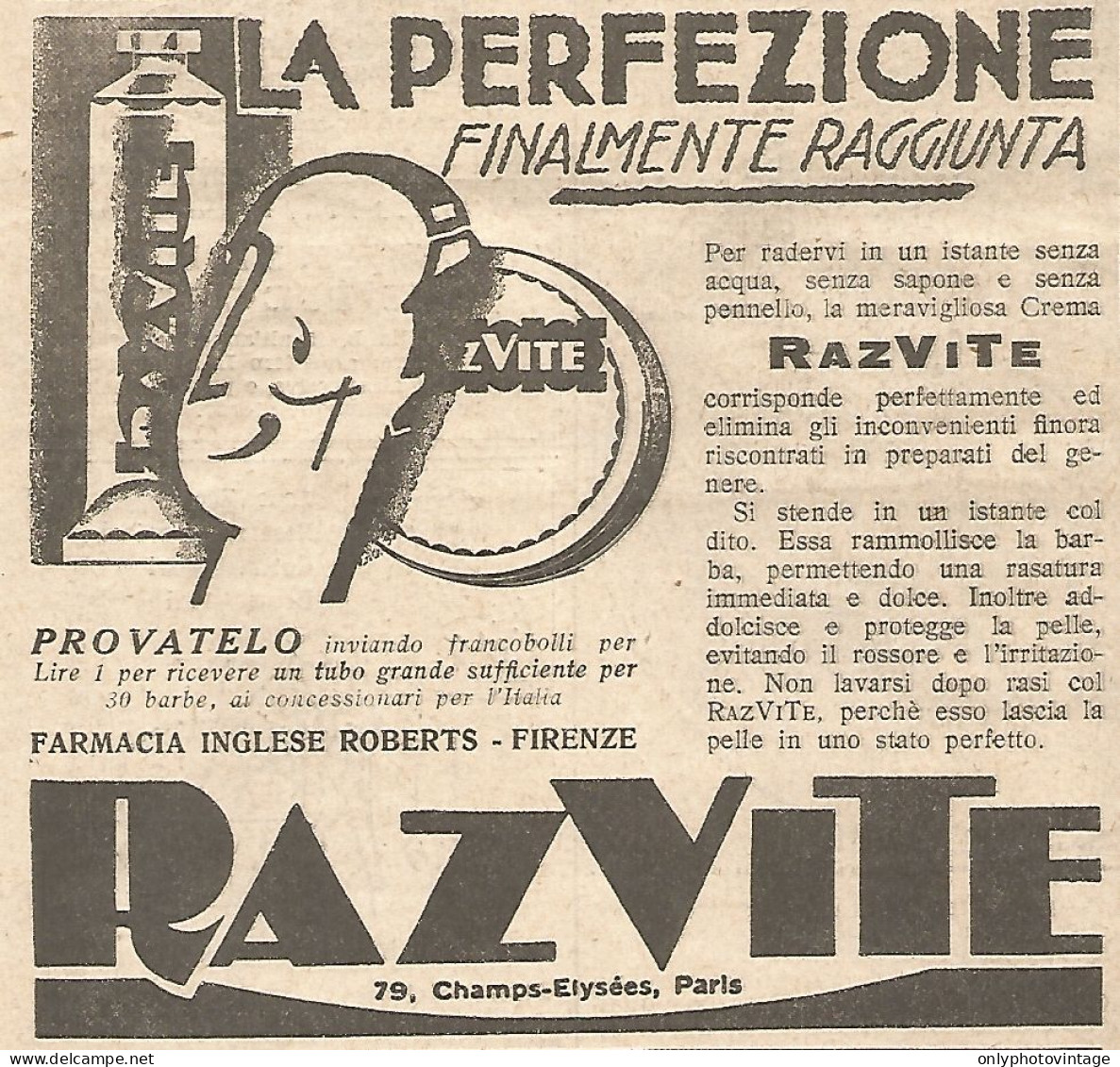 RAZVITE - La Perfezione Finalmente... - Pubblicitï¿½ Del 1932 - Vintage Ad - Publicités