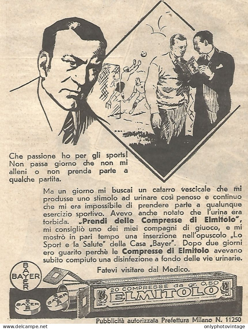 Compresse Di ELMITOLO - Illustrazione - Pubblicitï¿½ Del 1932 - Vintage Ad - Advertising