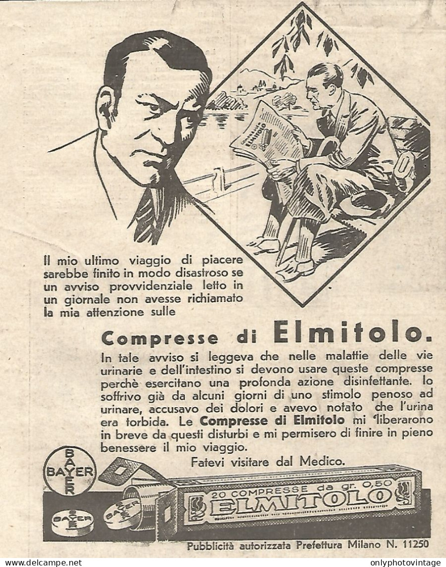 Compresse Di ELMITOLO - Illustrazione - Pubblicitï¿½ Del 1932 - Vintage Ad - Advertising