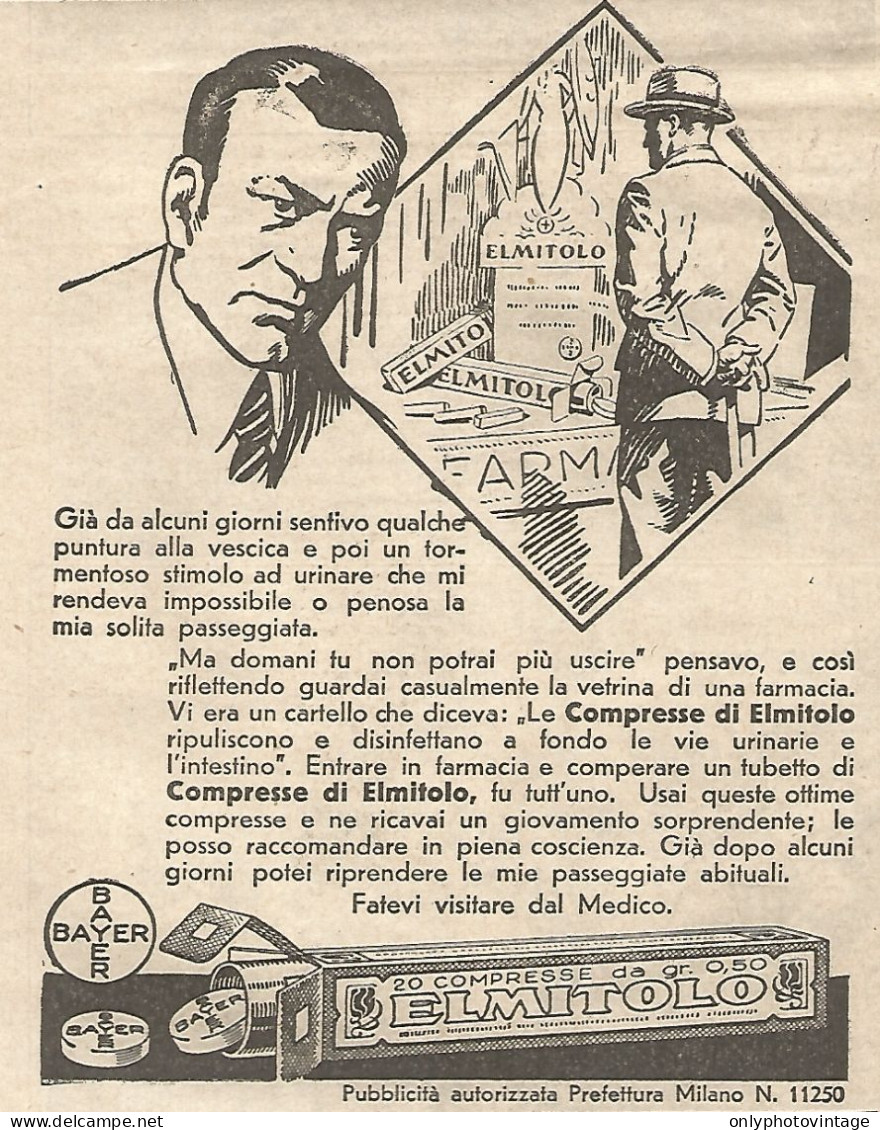 Compresse Di ELMITOLO - Illustrazione - Pubblicitï¿½ Del 1932 - Vintage Ad - Publicités