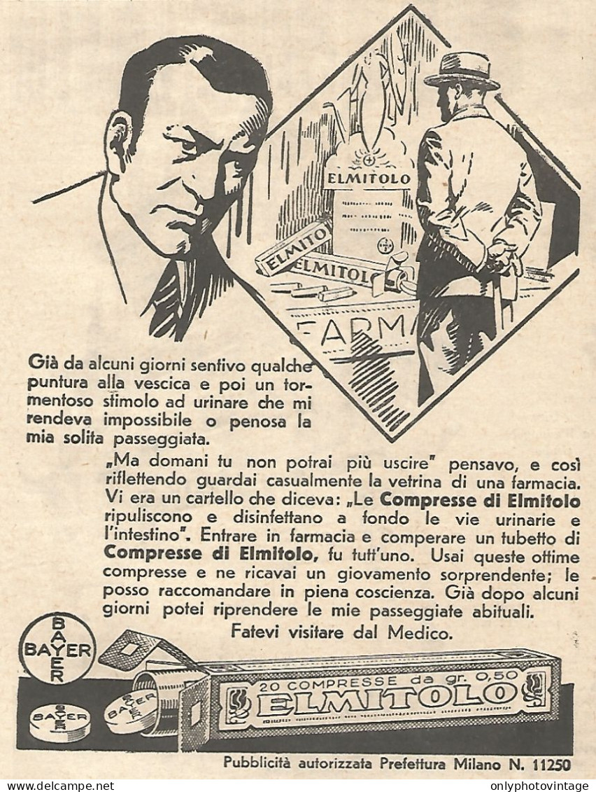 Compresse Di ELMITOLO - Illustrazione - Pubblicitï¿½ Del 1932 - Vintage Ad - Advertising