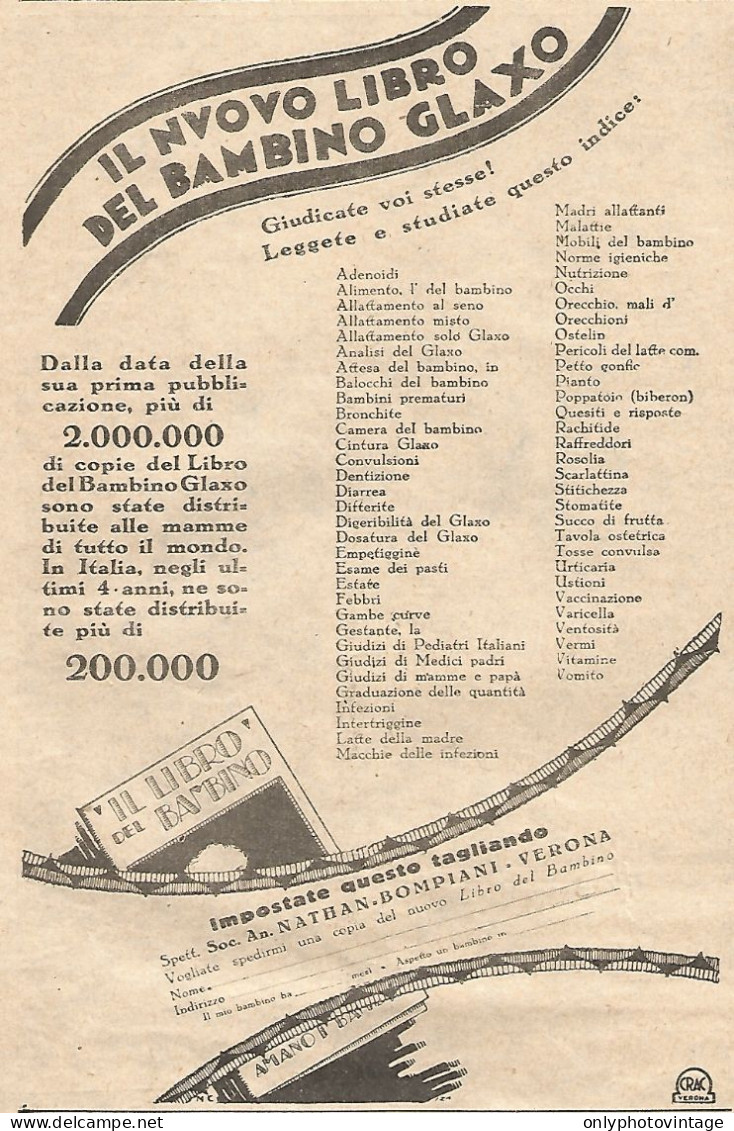 Il Nuovo Libro Del Bambino GLAXO... - Pubblicitï¿½ Del 1932 - Vintage Advert - Advertising