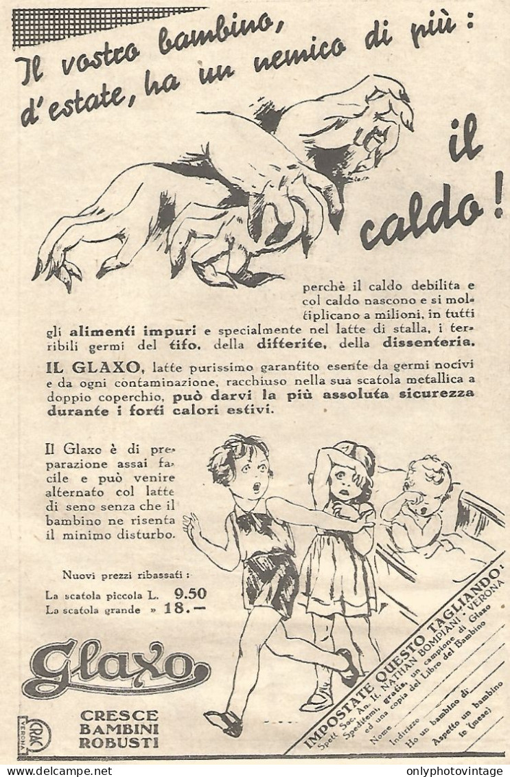 Alimenti GLAXO - Il Vostro Bambino... - Pubblicitï¿½ Del 1932 - Vintage Ad - Advertising