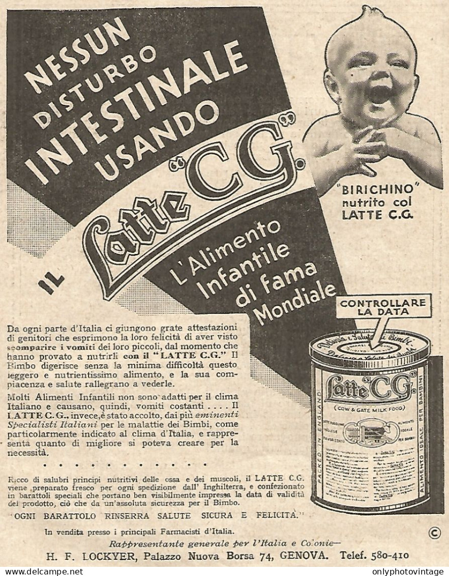 Latte CG. - Alimento Infantile - Pubblicitï¿½ Del 1932 - Vintage Advertising - Publicités