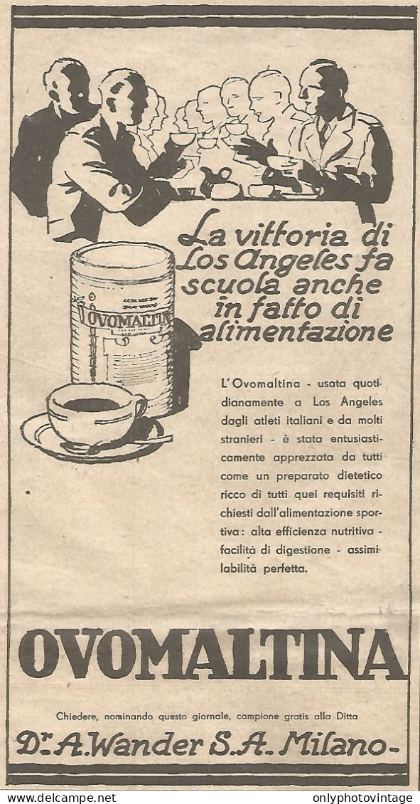 OVOMALTINA - La Vittoria Di Los Angeles... - Pubblicitï¿½ Del 1932 - Advert - Publicités