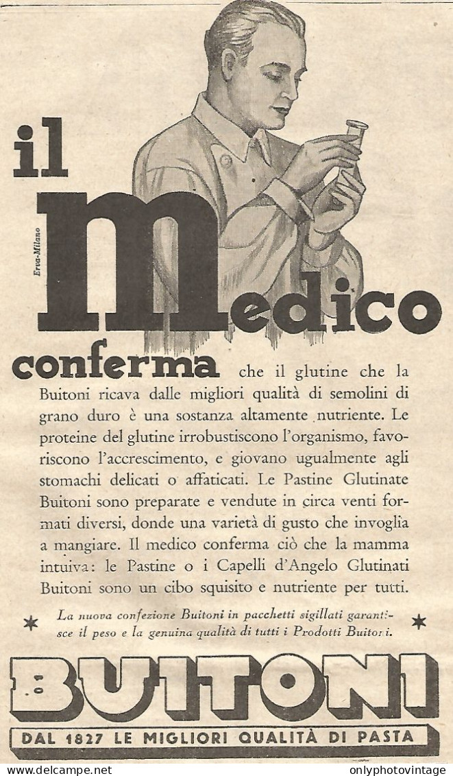 Pasta Buitoni - Il Medico Conferma... - Pubblicitï¿½ Del 1932 - Vintage Ad - Advertising