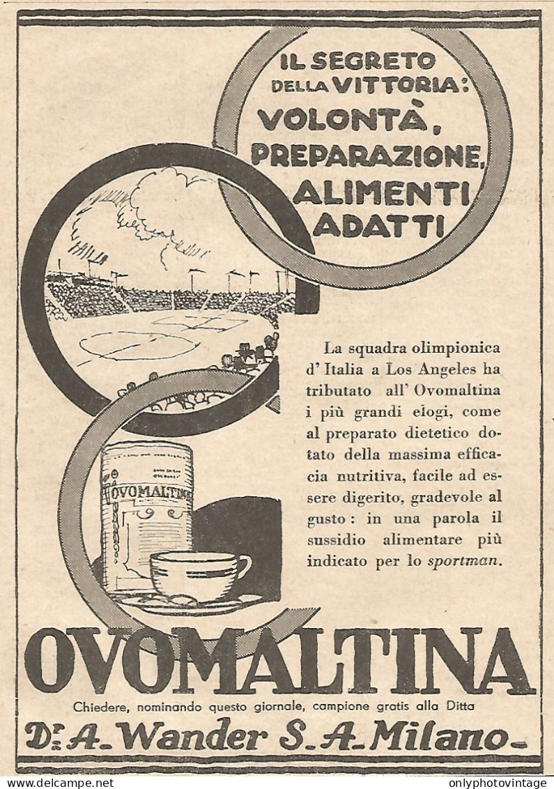 OVOMALTINA - Squadra Olimpionica D'Italia.. - Pubblicitï¿½ Del 1932 - Advert - Publicités