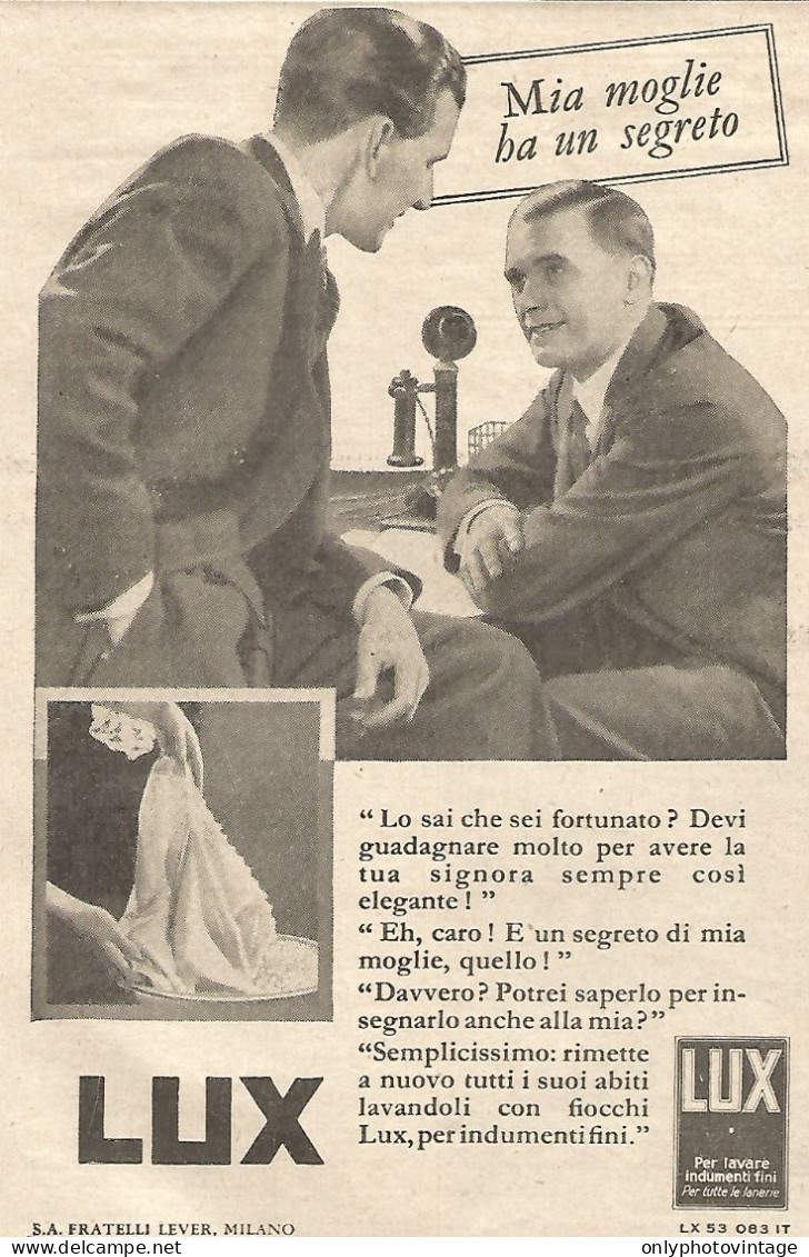 Detersivo LUX - Vignetta - Pubblicitï¿½ Del 1932 - Vintage Advertising - Advertising