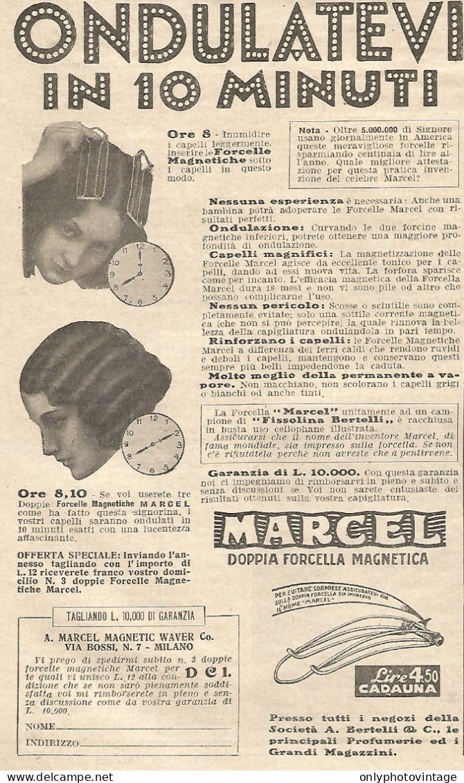 MARCEL Doppia Forcella Magnetica - Pubblicitï¿½ Del 1932 - Vintage Advert - Publicités