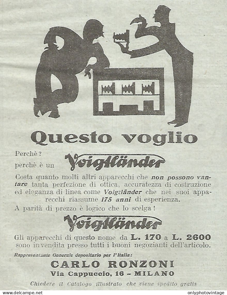 VOIGTLANDER - Questo Voglio - Pubblicitï¿½ Del 1932 - Vintage Advertising - Publicités