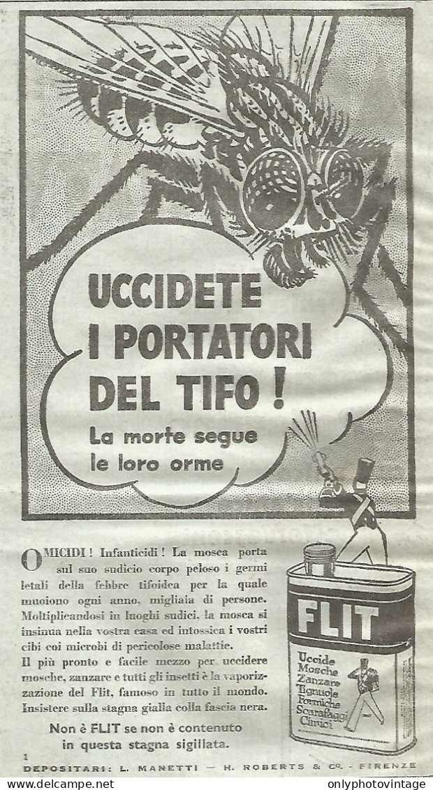 FLIT - Uccidete I Portatori Del Tifo - Pubblicitï¿½ Del 1932 - Vintage Ad - Publicités