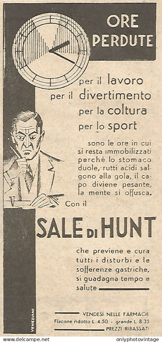 Sale Di HUNT - Ore Perdute... - Pubblicitï¿½ Del 1933 - Vintage Advertising - Advertising