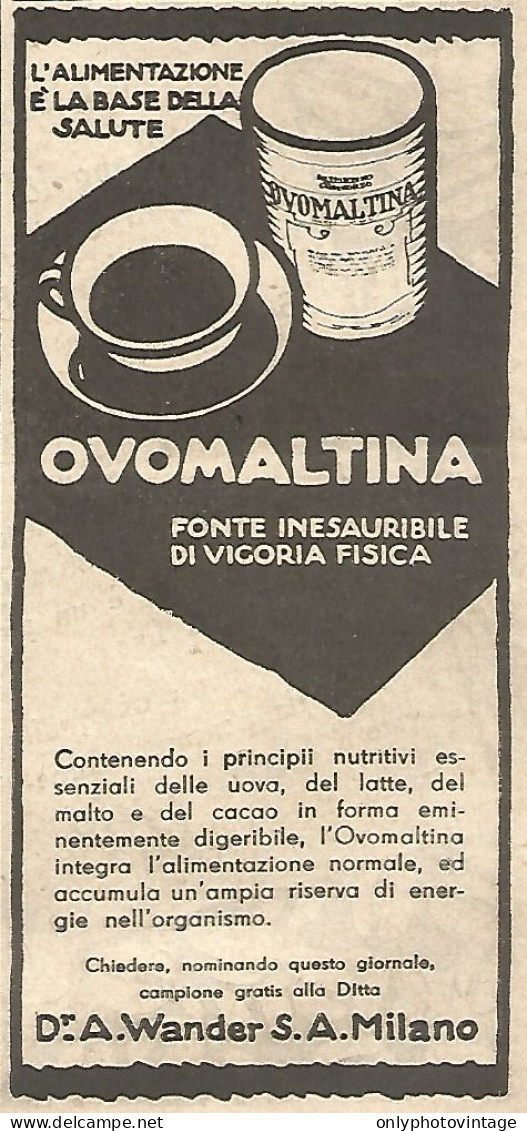 OVOMALTINA Fonte Ineusaribile Di... - Pubblicitï¿½ Del 1933 - Vintage Advert - Advertising