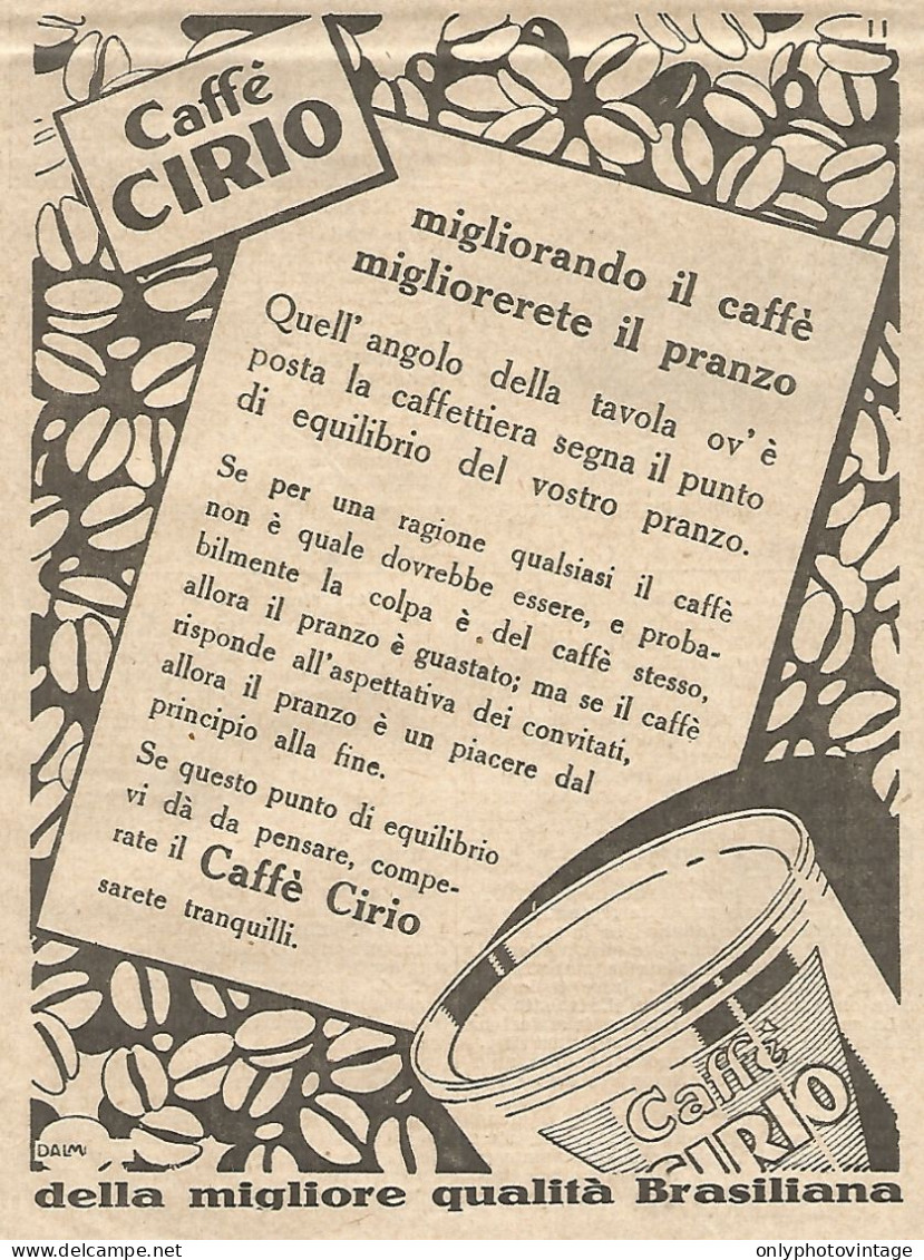 CIRIO - Migliorando Il Caffï¿½... - Pubblicitï¿½ Del 1933 - Vintage Advert - Advertising