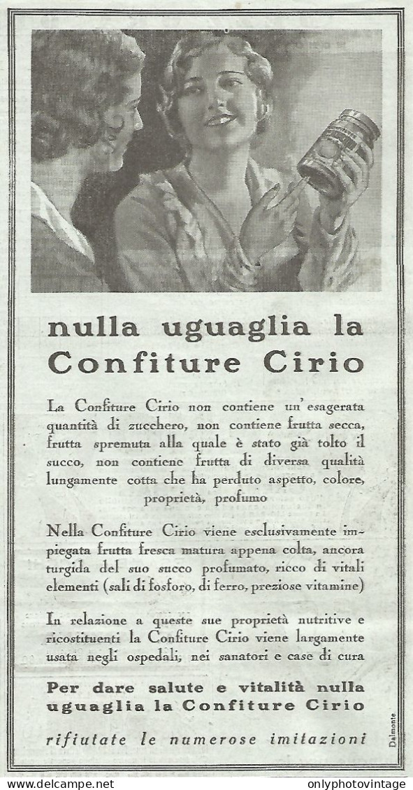 Nulla Uguaglia La Confiture CIRIO.. - Pubblicitï¿½ Del 1933 - Vintage Advert - Publicités