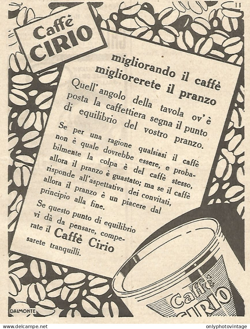 Caffï¿½ CIRIO - Migliorando Il ... - Pubblicitï¿½ Del 1933 - Vintage Advert - Publicités