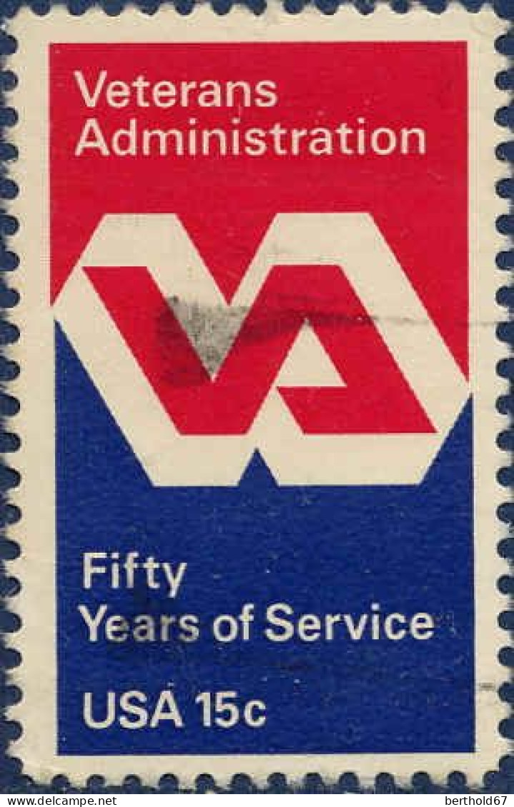 USA Poste Obl Yv:1285 Mi:1432 Veterans Administration Fifty Years Of Service (Obl.mécanique) - Gebruikt