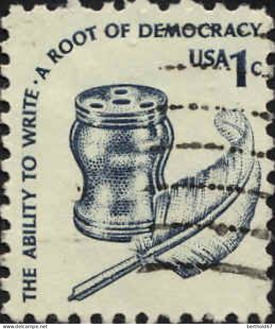 USA Poste Obl Yv:1180 Mi:1320AxV The Abality To Write.A Root Of Democracy (Lign.Ondulées) - Used Stamps