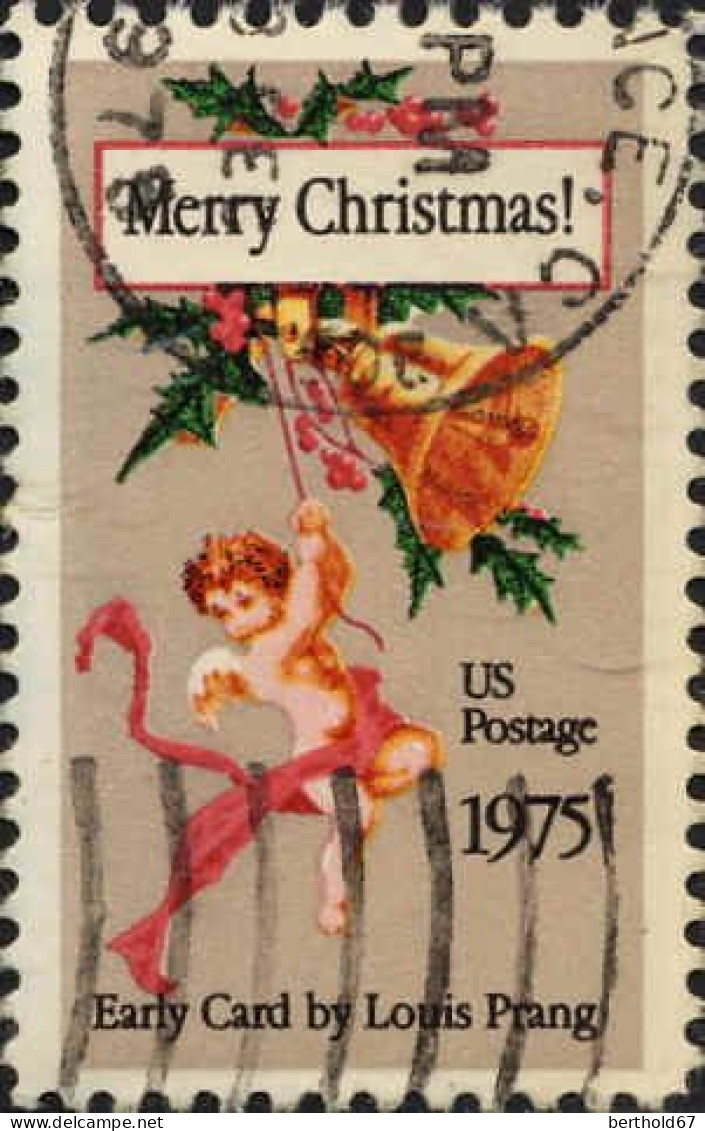 USA Poste Obl Yv:1068 Mi:1189A Merry Christmas! Early Card By Louis Prang (Beau Cachet Rond) - Oblitérés